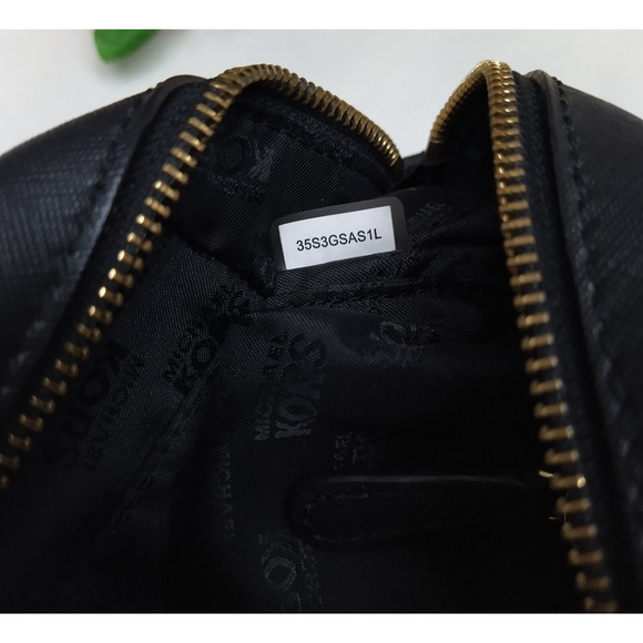 Michael Kors Black Leather Domed Double Handles Zipper Satchel Bag - Picture 12 of 14